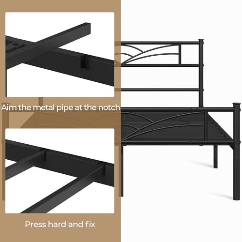 Yaheetech Queen Size Bed Frames Metal Platform Bed Mattress Foundation with Cloud-Inspired Design Headboard/Footboard/Ample Under Bed Storage/No Box Spring Needed/Black Yaheetech
