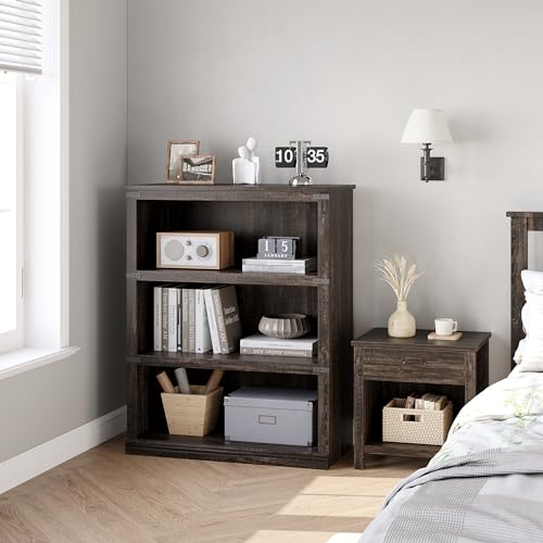 GAOMON 3 Tier Bookcase, Farmhouse Book Shelf with Storage Open Display Bookshelves, 40" Low Book Case Wooden 3 Shelf Bookcase Home Decor Furniture for Home Office, Living Room, Bed Room - Oak GAOMON