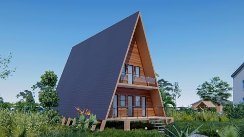 36'x20' A-Frame Cabin Plans with Loft - Detailed Floor Plans, Elevations, Electrical Layout, and More