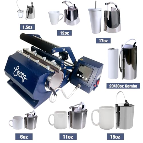 Brother SP-1 Dye-Sublimation Printer Bundle with 7-in-1 Navy Blue Tumbler, Mug & Cup Press, Full Ink Set, 310 Sublimation Transfer Sheets, Sublimation Blanks, Tape and More