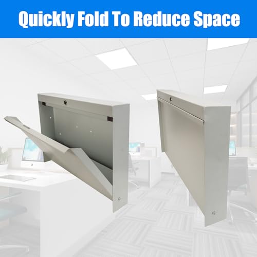 biosp Folding Wall Mounted Desk, Lockable Wall-Mounted Workstation, 50 LBS Capacity, 20''W x 3.38''D x 16.4''H, Murphy Desk, Fold Down Floating Desk with Magnetic Closure for Office Factory, White biosp