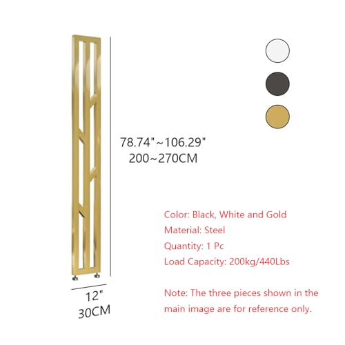 Floor to Ceiling Room Divider, Metal Room Divider, Entrance Hall Partition Screen Column Floor to Ceiling, Column Decor Grille Adjustable Height for Teahouse Coffee Shop Hotel (Black,270cm / 106.29"H) VIBRFURE