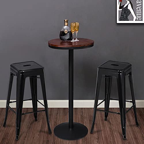 Yaheetech 30 Inch Metal Bar Stools Set of 4, Bar Height Backless Bartools, Industrial Stackable Bar Chairs with Footrest for Kitchen/Dining Room/Bistro/Patio, Black Yaheetech