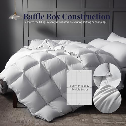 Ubauba Goose Feather Down Fiber Comforter Twin Size - Extra Fluffy 100% Cotton White Duvet Insert, High Fill Power, All-Season Medium Warmth, Hotel Luxury Bedding, 68 x 90 Inches Ubauba