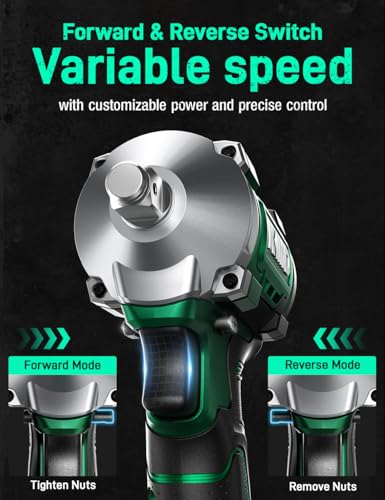 KIMO Cordless Impact Wrench 1/2" with 814N.M Max Torque, 3000 RPM, 20V Electric Impact Wrench with 1 Hour Fast Charger & 3.0 Lion Battery, Variable Speeds, 1/2 Impact Gun for Car Home K I M O.