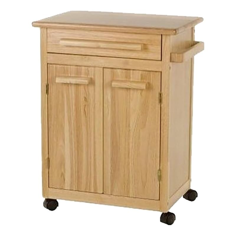 Pemberly Row Transitional Wood Butcher Block Kitchen Cart in Natural Pemberly Row