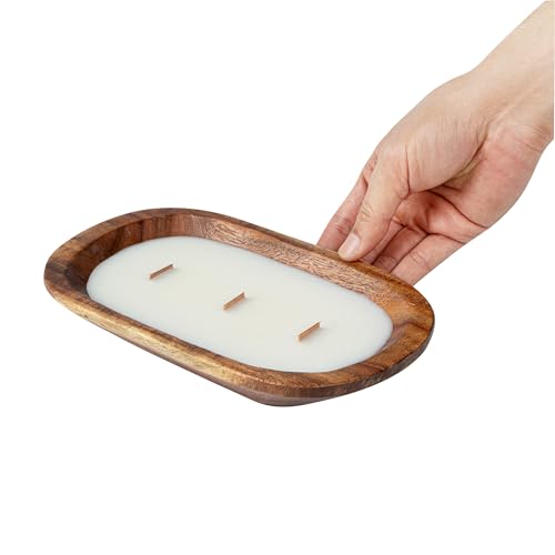 Restaurantware-Coco Casa 9.1 x 5.5 x 2 Inch Wood Dough Bowl Candle, 1 Hand Poured Bread Bowl Candle - Vanilla Fragrance, Double Wax Blend, Soy Wax Scented Candle, Wooden Wick Restaurantware