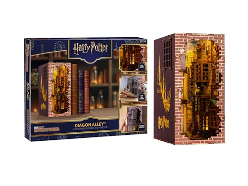 Revell Book Nook Kit Harry Potter - Diagon Alley Miniature DIY Kit 9" Booknook 3D Wooden Puzzle with LED Light Bookshelf Décor Gift for Adults Women Men