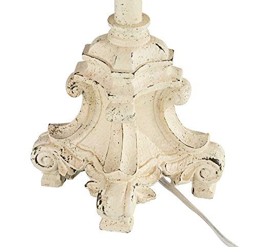 Regency Hill French Country Traditional Candlestick Buffet Table Lamp Vintage 34" Tall Skinny Ivory Off White Metal Lattice Double Shade for Living Room House Home Entryway Dining Family Regency Hill