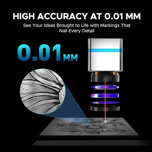 OMTech 30W Fiber Laser Marking Machine with Rotary Aix ±0.01mm Precision | 5.9"x5.9" Area | LightBurn Compatible | Dual Red Dot Locator | 100,000+ Hours Lifespan | for Metal, Aluminum, Steel, Jewelry OMTech