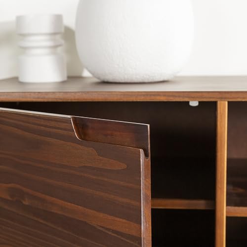 Walker Edison Modern 2-Door Solid Wood Stand for TVs up to 65 Inches, 58 Inch, Walnut Walker Edison