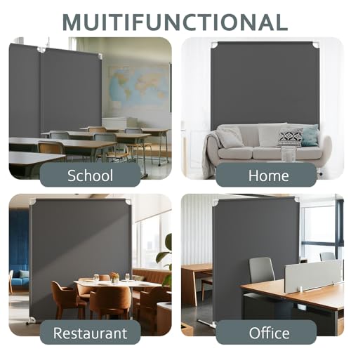 Room Divider for Privacy Protection - Single Panel Privacy Screen for Room Separation, 75.6" x 60" Portable Room Partition for Bedroom Office Dorm, Freestanding Divider Easy to Install ,Grey VANSYNOX