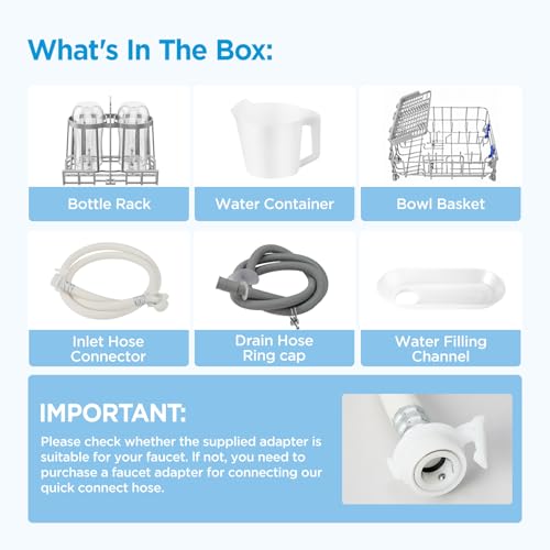 Midea MDC17P4CWW Portable Countertop Mini 5L Built-in Water Tank, No Hookup Needed, 360° Dual Spray,High-Temp steam wash, Dishwasher for Apartments& RVs, White Midea