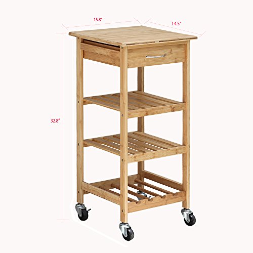 Oceanstar Design Group Bamboo Kitchen Trolley, Natural Oceanstar
