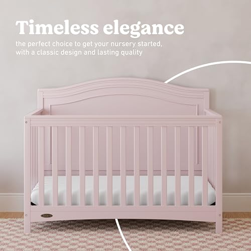 Graco Paris 4-in-1 Convertible Crib – GREENGUARD Gold Certified, Converts to Toddler Bed and Daybed, Fits Standard Full-Size Crib Mattress, Adjustable Mattress Support Base (Blush)