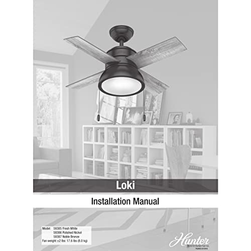 Hunter Fan Company 59387 Hunter 36" Loki LED Light Ceiling Fan, Noble Bronze Finish Hunter