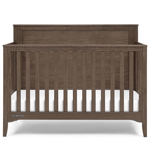 Delta Children Kendall 6-in1 Convertible Crib - Converts from Baby Crib to Toddler Bed, Daybed, Sofa Bed and Full-Size Bed with and Without Footboard, Fits Full-Size Crib Mattress, Teak Brown