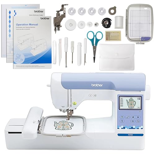 Brother PE900 5" x 7" Embroidery Machine with 5 Piece Embroidery Hoop Bundle & 230+ Accessory Kit