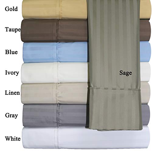 sheetsnthings Damask Stripes 650-Thread-Count Cotton-Blend 4PC Full Bed Sheets Set, White sheetsnthings