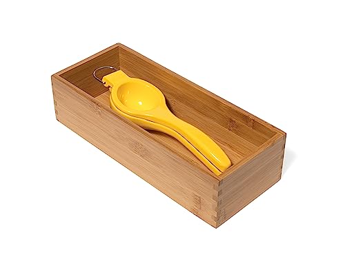 Lipper International Bamboo Wood Utensil Holder Storage Box for Cooking Tools, Makeup, or Office Supplies, 5" x 12" x 3" Lipper International