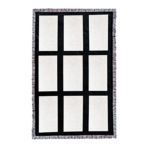 9-Panel Blank Sublimation Plush Velvet Blanket with Soft Edge Frills, DIY Velvet Blanket, Soft Sublimation Blanket, Black, 40 x 60'' Generic