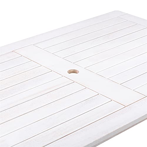 Miramar Contemporary White Washed Wood Rectangular Outdoor Dining Table CorLiving