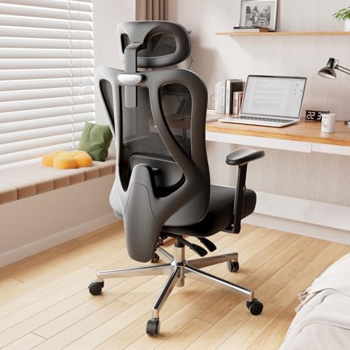 Hbada P3 Ergonnomic Office Chair with 2D Adjustable Lumbar Support, Office Chair with Adjustable Headrest and Armrest, 145ยฐ Stepless Tilt Function, Black(No Footrest) Hbada