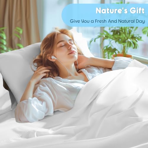SONORO KATE 100% Egyptian Cotton Sheets Set, Extra Deep Pocket up to 18"-24",1000 High Thread Count, Soft & Breathable 5-Star Hotel Sateen Bed Sheets - 4 PC (White,Queen) SONORO KATE