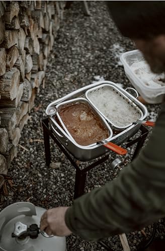 Gas One Double Fryer with 2 Baskets Propane Burners for Outdoor Cooking – Heavy Duty 18Qt Aluminum Pot Outdoor Deep Fryer with Cast Iron Burner – Propane Deep Fryer with Thermometer Gas One