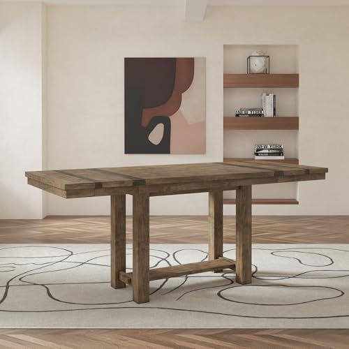 Signature Design by Ashley Moriville Rustic Farmhouse Counter Height Dining Extension Table, Separate Extension Leaves, Seats 8, Wood, 36" W x 86" D x 36" H, Brown Signature Design by Ashley