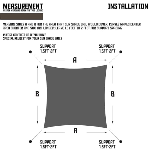 TANG Sunshades Depot Brown 16' x 16' Sun Shade Sail Square Canopy Shade Cover UV Block for Backyard Pergola Porch Deck Garden Patio Outdoor Activities TANG