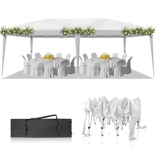 Outvita 10x20ft Ez Pop Up Outdoor Canopy Tent, Portable Commercial Instant Tent with Carry Bag for Party Wedding Birthday BBQ Events Outvita
