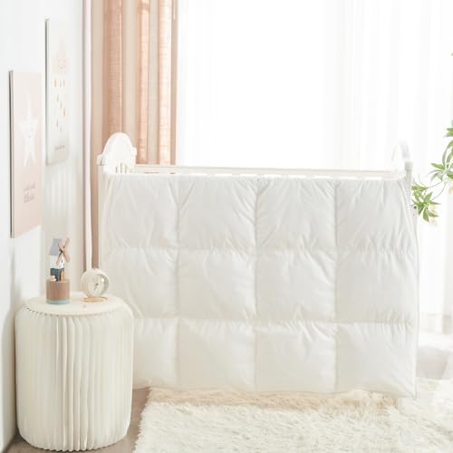 ROSE FEATHER Toddler/Travel/Crib Goose Down Comforter Duvet/Blanket Multifunctional,100% Organic Cotton & Washable Unisex Kids,All Season,White 47x60 ROSE FEATHER