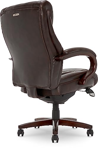 La-Z-Boy Bellamy Executive Office Chair with Memory Foam Cushions, Solid Wood Arms and Base, Waterfall Seat Edge, Bonded Leather, Brown La-Z-Boy