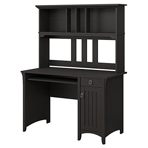Bush Furniture Salinas Computer Hutch | Study Table with Drawers, Cabinets & Pullout Keyboard/Laptop Tray | Modern Home Office Work Desk with Storage, 48W, Vintage Black Bush Business Furniture