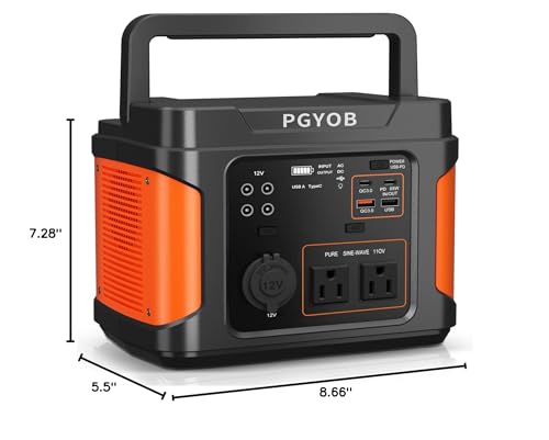 PGYOB 400W Portable Power Station, 296Wh Outdoor Solar Generator Backup Ternary Battery Pure Sine Wave Power Pack with AC/DC Outlet, PD 65W USB-C Outlet for Home, Camping, RV, Blackout, CPAP PGYOB