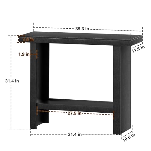 LIFECHOVY Modern Console Tables with Storage, Narrow Entryway Table for Hallway, Behind The Couch Sofa, Entrance Table with Shelves for Living Room, Foyer, Black LIFECHOVY