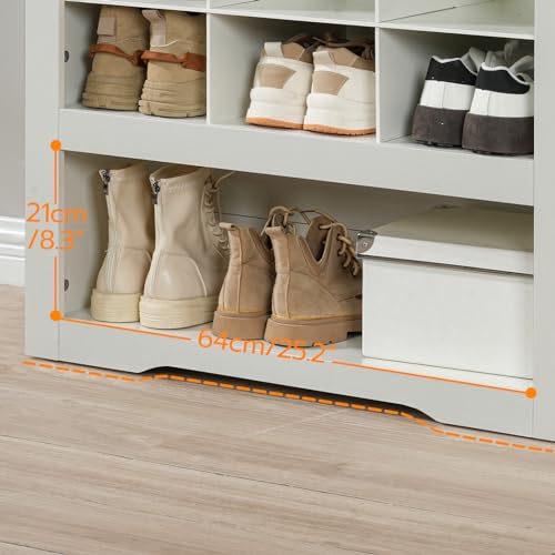 HOOBRO Shoe Cabinet, 8-Tier Heavy Duty Shoe Storage Cabinet, Freestanding Shoe Rack with 24 Cubbies and 3 Hooks, for Entryway, Closet, Living Room, White WT24SC01 HOOBRO