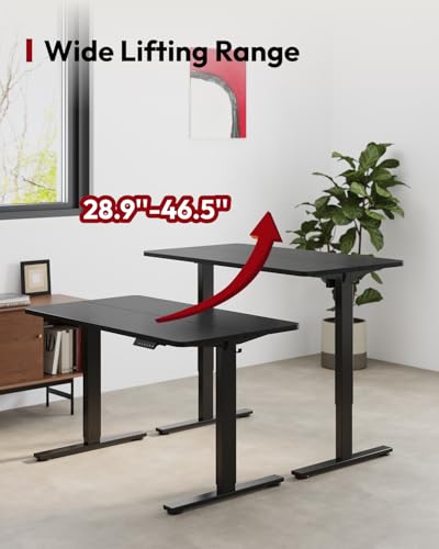 SANODESK Height Adjustable Electric Standing Desk 40x24 Inches, Sit Stand Desk with Splice Board for Home Office, Ergonomic Computer Workstation, Study & Gaming, Black Frame/Black Top SANODESK