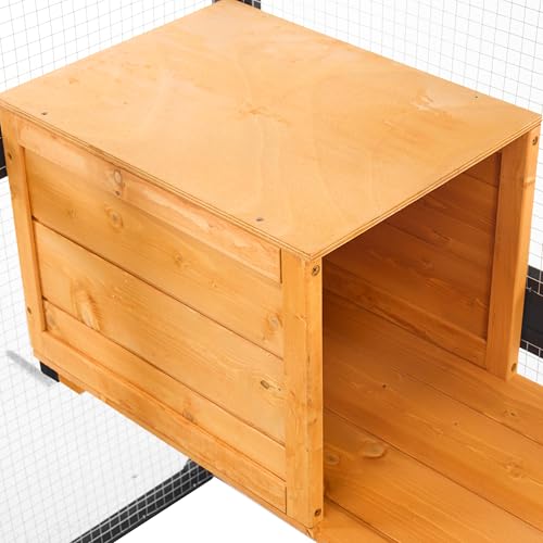 Outdoor Cat House, 68.5" H Large Wood Cat Catio with Double Enter Doors, DIY Pet Enclosure, 62.8" L x 32.2" W x68.5 H Balcony Cat Playpen with Platforms and Two Condos (Black Brown/97) JIVOIT