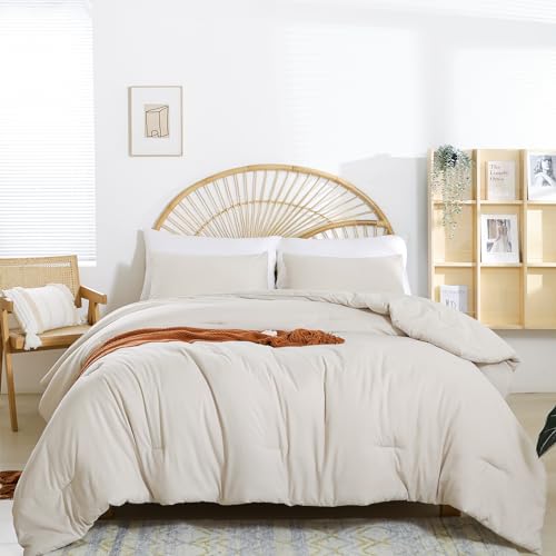 weigelia Beige Comforter Set Twin Boho Cream Twin Comforter with 1 Pillowcases - Soft Lightweight Cozy Bedding Set for All Season - Beige Comforter Twin Size for Women Teens Kids weigelia