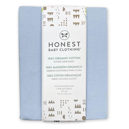 HonestBaby Unisex-Baby Classics Fitted Crib Sheets Set Standard Mattress, 100% Organic Cotton Baby Boys, Girls, Neutral, 1 Pack - Peach Skin, One Size HonestBaby