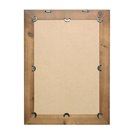 Stonebriar 24" x 18" Rectangle Natural Wood Frame Wall Mirror with Attached Hanging Brackets, Decorative Country Rustic Decor for the Living Room, Bedroom, Bathroom, Hallway, and Entryway Stonebriar