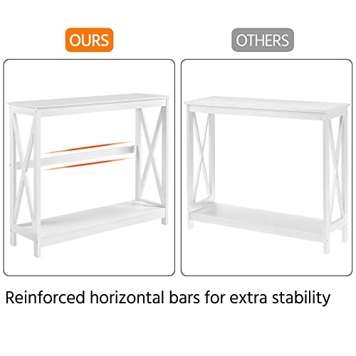 Yaheetech Wood Entryway Table, Console Table for Entryway, 2-Tier Sofa Table Accent Table w/Storage Shelf for Living Room, Hall, Foyer, White Yaheetech