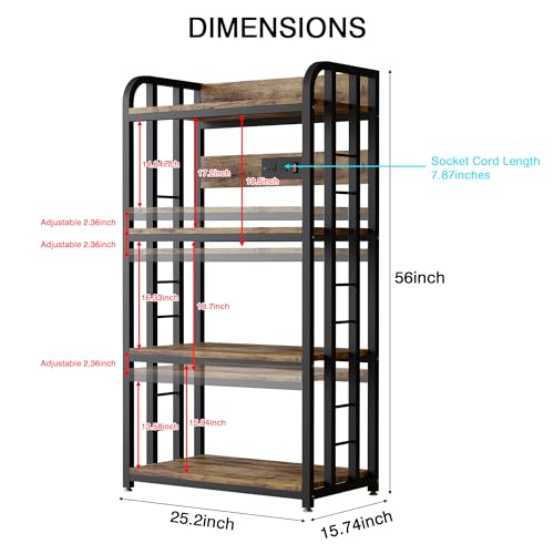 Alavoco 4-Tier Kitchen Baker's Rack with Power Outlet,Free Standing Microwave Oven Cart Stand,Heavy Duty Organizer Rack for Kitchen, Living Room, Dinning Room,Coffee Bar