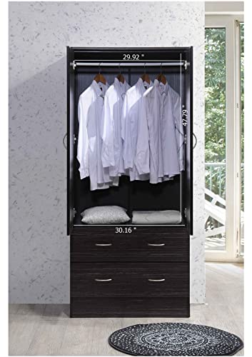 Hodedah W Chocolate HI29 2 Doors Wardrobe with 2 Drawers Hodedah