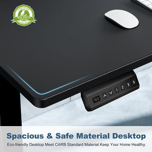 DUMOS 48 Inch Electric Standing Desk Height Adjustable, Sit to Stand Up Computer Workstations Work PC Table Home Office Study Writing Gaming Desks with Memory Presets for Walking Pad, Bedroom, Black DUMOS
