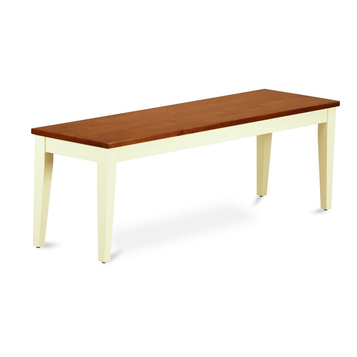 East West Furniture Nib-WHI-W Nicoli Dining Room Bench with Wood Seat, 54x15x17 Inch, Buttermilk & Cherry East West Furniture