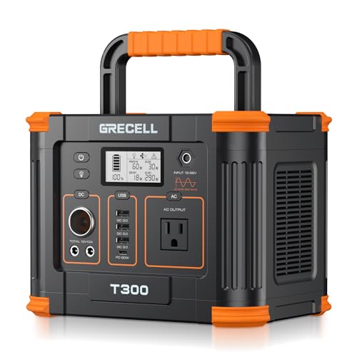 Portable Power Station 300W (Peak 600W), GRECELL 288Wh Solar Generator with 60W USB-C PD Output, 110V Pure Sine Wave AC Outlet Backup Lithium Battery for Outdoors Camping Travel Hunting Home Blackout GRECELL