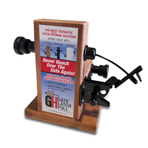 GH Gate Latch Complete Outdoor gate Latch for Wooden Gates operates from/on Both Sides of Fence Patented Dual Sided Operation. Wooden Fence Latch Vinyl Gate Latch Metal Fence Latch Universal fit GH Gate Products